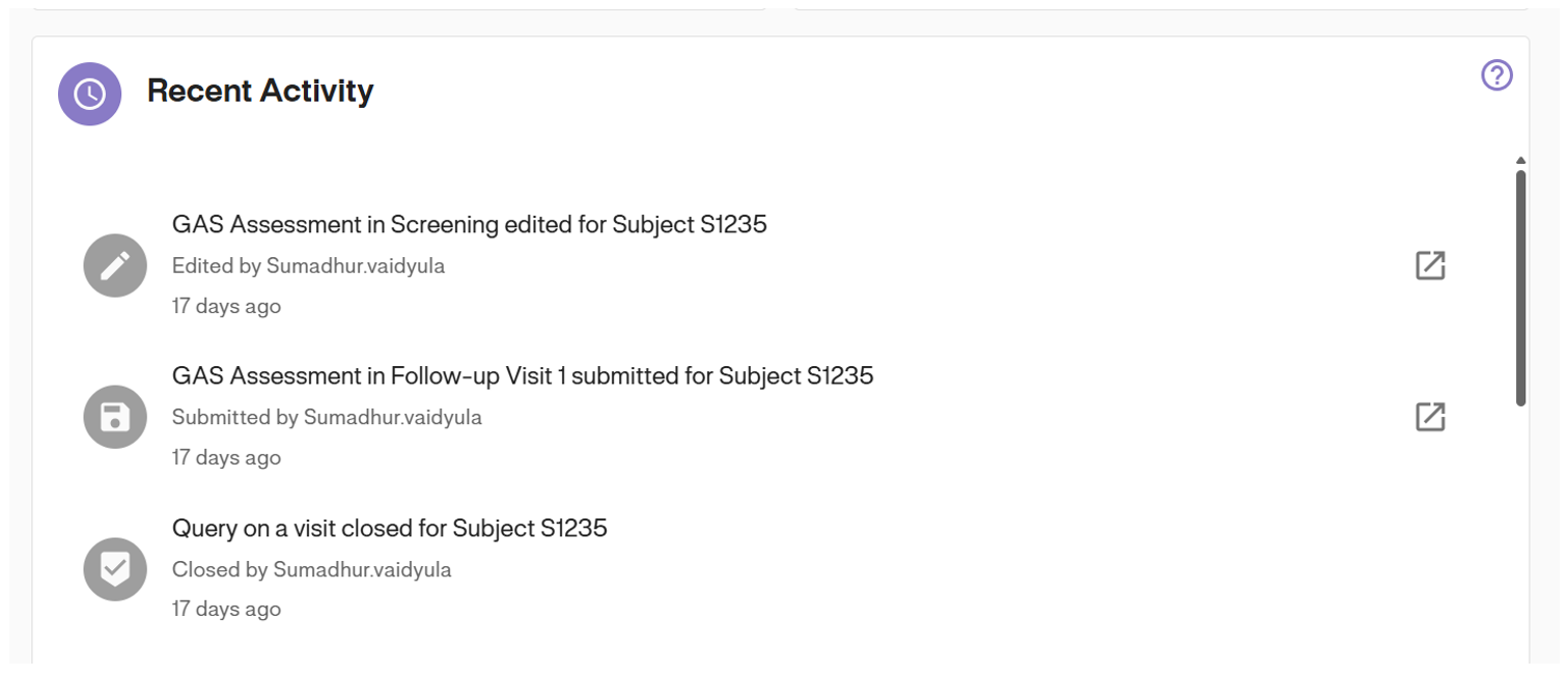 Recent Activity Card